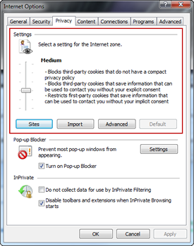 Screenshot of Internet Explorer